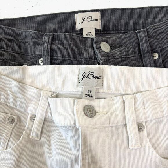 J Crew Vintage Straight Corduroy Pants Women 29 Gray White Bundle Preppy Autumn - Picture 1 of 13
